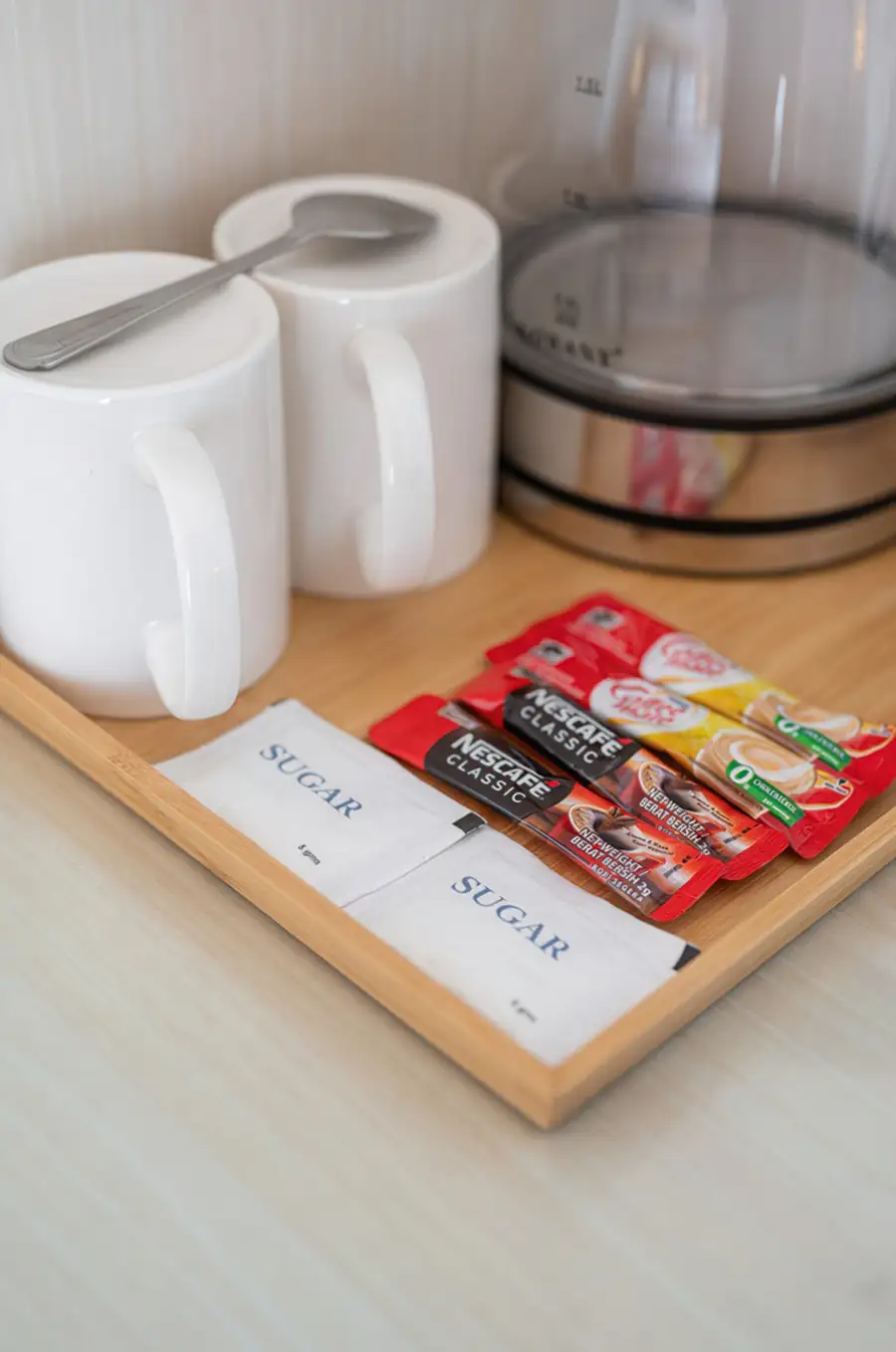 Room snacks and water provided on arrival at Sand Bay Resort